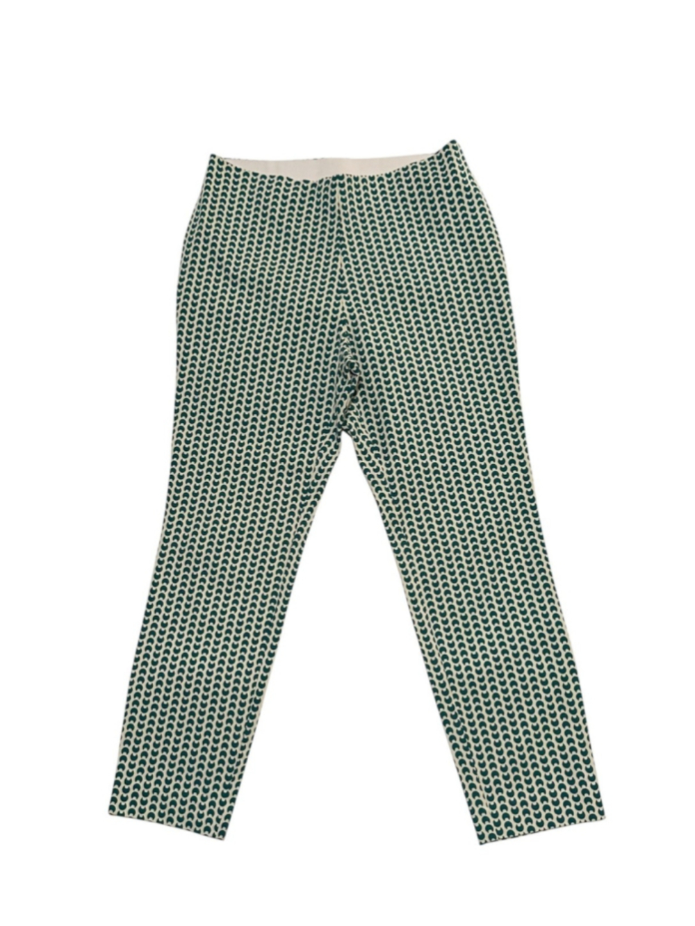 ANA Ankle Dress Pants Womens 10 Green White Side Zipper Business Casual Stretch